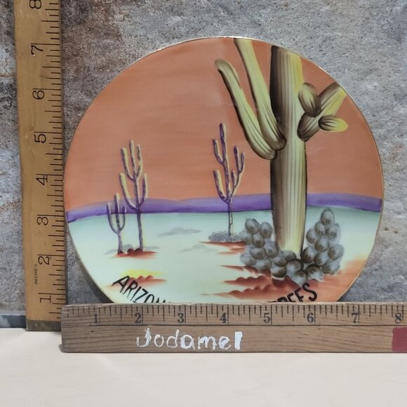 Norcrest Fine China Arizona Saguaro Trees Decorative Plate P267 Hand Painted - Picture 8 of 9